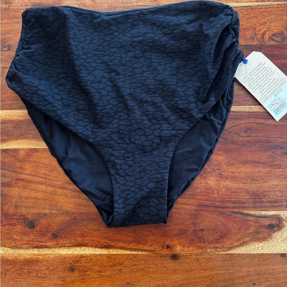 Imsy Black leopard Textured reversible Bikini Bottom swimsuit NWT